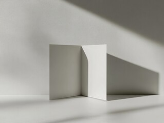 Fototapeta premium Minimalist White Product Mockup with Natural Light and Shadow Overlay for Presentation Design Ideas