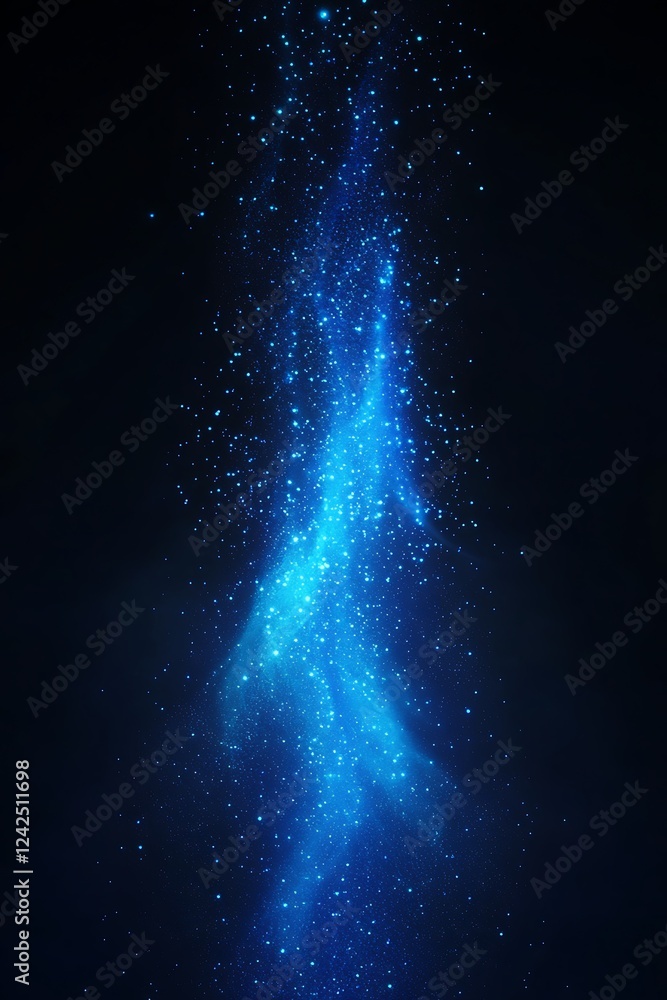 Poster lose yourself in a blue gradient background where grainy glowing blue light shines on a dark backdro