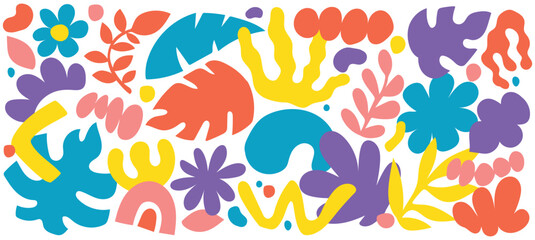 Hand drawn floral abstract shape vector