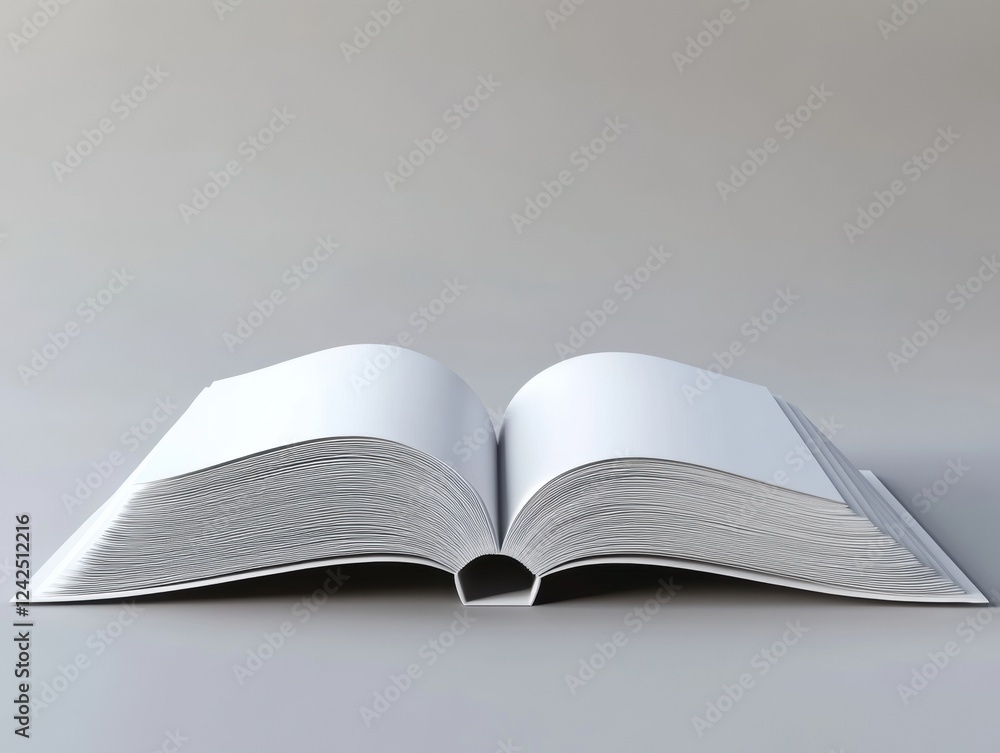 Poster open book with blank pages for learning reading and knowledge development in grey background image