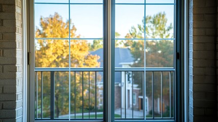 Fototapeta premium Old New balcony door window with clear misted glass