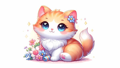 Fototapeta premium illustration of cute cat on white background