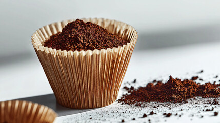 Separating Organic Waste for Recycling Coffee Grounds in Eco-Friendly Environment Close-Up View