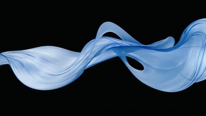 Abstract Blue Wave: Fluid and Dynamic Illustration of Wavy Lines in Bright Blue on Black Background