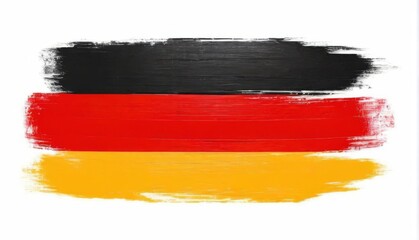 Naklejka premium Minimalistic Graphic Design of Germany's Flag in Black, Red, and Yellow Horizontal Stripes on White Background