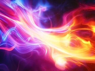 Obraz premium Abstract Glowing Light Trails with Vibrant Colors Creating a Futuristic Energy Wave Effect in a Dynamic Digital Motion Background for Modern and Tech Themes
