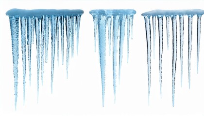 Icicles blue isolated on white. Set of blue ice icicles isolated on white background.