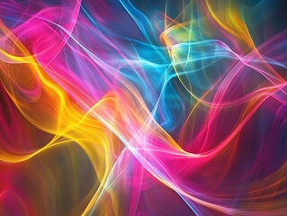 Naklejka premium Abstract Glowing Light Trails with Vibrant Colors Creating a Futuristic Energy Wave Effect in a Dynamic Digital Motion Background for Modern and Tech Themes