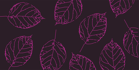 Minimalist spring theme background decorated with pink leaf patterns