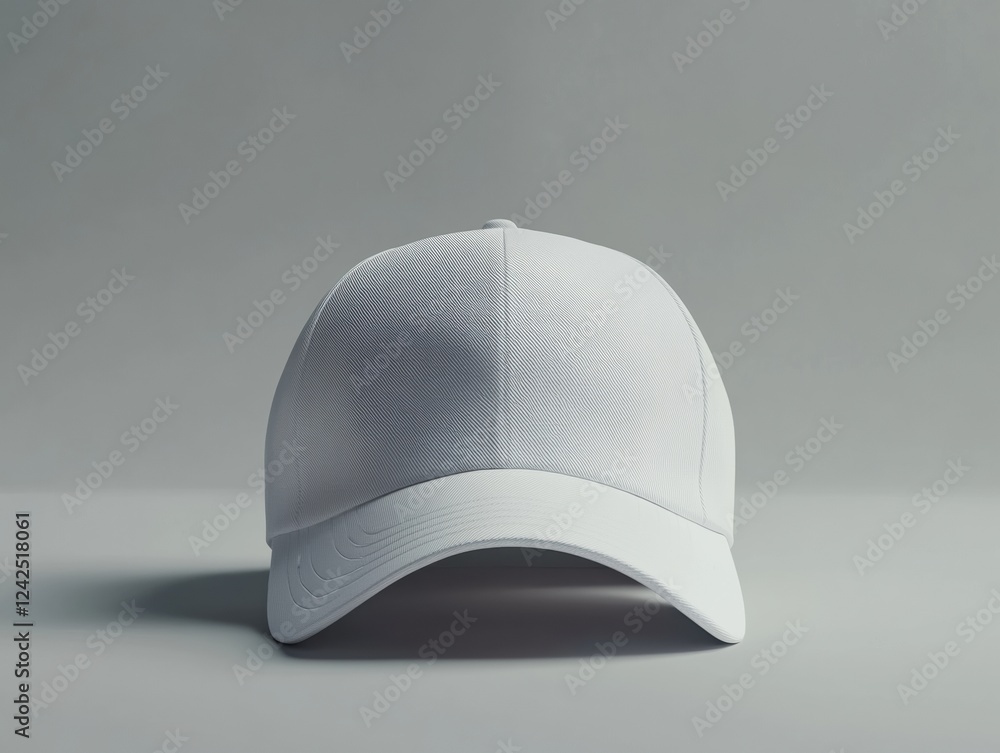 Poster white baseball cap with curved brim on a solid color background studio shot for product display mock