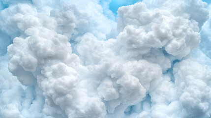 Fluffy white clouds against a blue sky, nature background