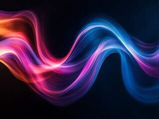Naklejka premium Abstract Glowing Light Trails with Vibrant Colors Creating a Futuristic Energy Wave Effect in a Dynamic Digital Motion Background for Modern and Tech Themes