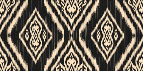 Ethnic ikat seamless pattern.beautiful pattern. floral embroidery, bohemian style, abstract flower art print. ethnic ikat abstract art. seamless fabric. ikat design for fabric, wallpaper, clothing.	