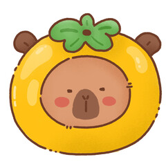 Cute capybara resembling bear with yellow fruit design