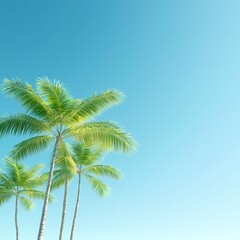 Green Palm Trees Against a Vivid Blue