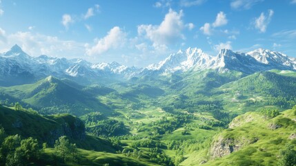 Lush green valleys and rugged peaks of Rochers de Naye in the Swiss Alps under a clear blue sky showcasing serene natural beauty and tranquility