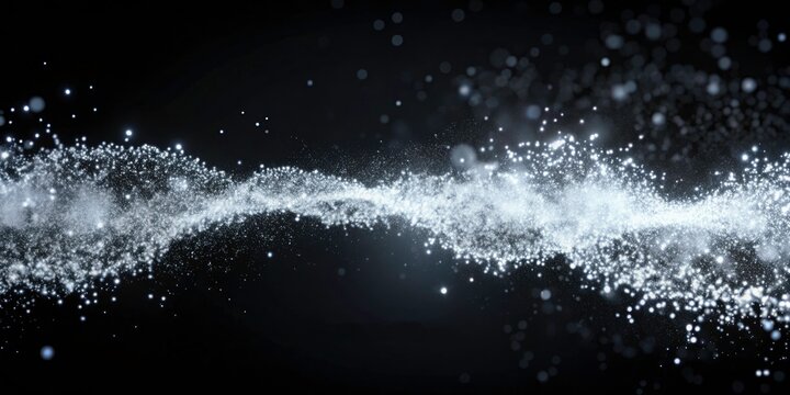 Abstract Black and White Particle Animation Dynamic Floating Specks on a Dark Background for Modern Design Inspiration