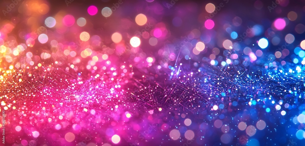 Poster neon-colored fiber optic lines create a stunning abstract texture, evoking a sense of speed and tech
