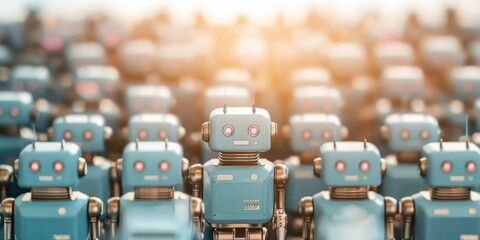 Obraz premium Unique textured background created with various robot illustrations.