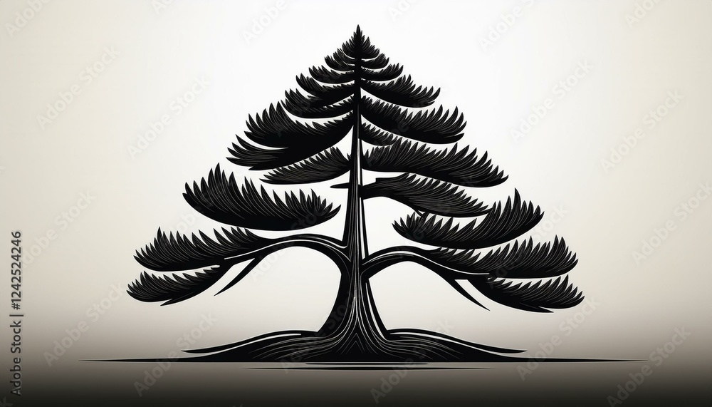 Poster silhouettes of trees vector. black pine tree sign symbol icon logo vector