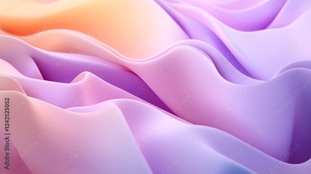 Poster an abstract 3d wavy smooth background with a multicolor pastel palette, representing an aesthetic co