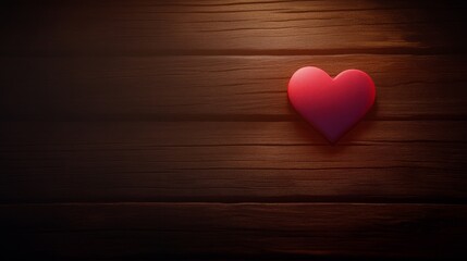 Fototapeta premium Red Heart on Dark Wooden Background Romantic Image