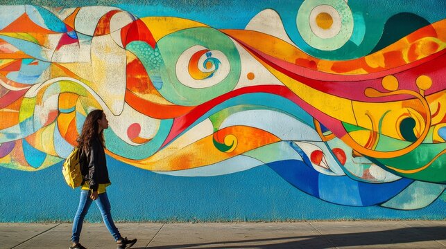 Urban art promoting fuel conservation. Featuring a mural encouraging sustainable practices