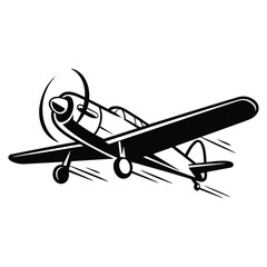 Silhouette of an airplane in motion with dynamic speed trails, symbolizing fast travel and aviation. Isolated on a white background. Vector illustration.