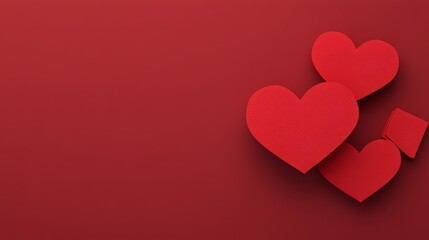 Red Hearts on Dark Red Background Valentine's Day Design