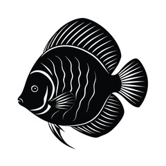 Fototapeta premium Discus Silhouette Vector Art and Discus Fish Black Color Design