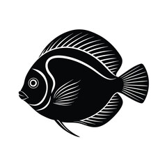 Discus Silhouette Vector Art and Discus Fish Black Color Design