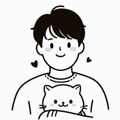 Obraz premium cartoon vector illustration of a person with a cat