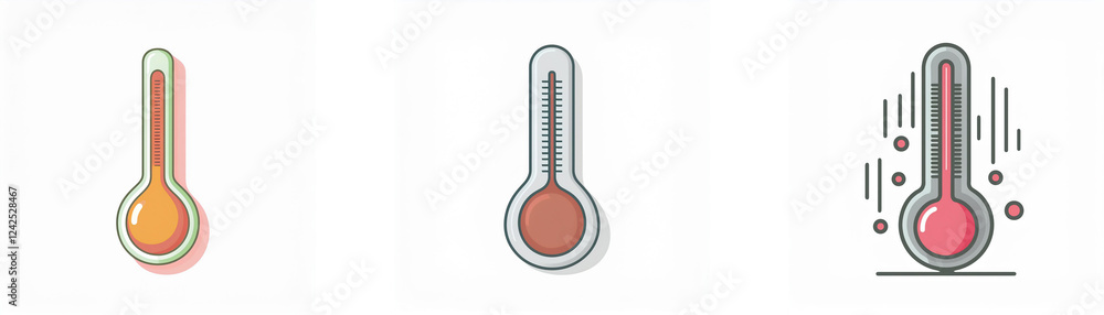 Poster three thermometers showing varying temperatures. one indicates low, one medium, and one high tempera
