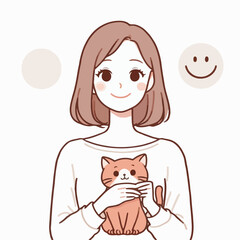 cartoon vector illustration of a person with a cat