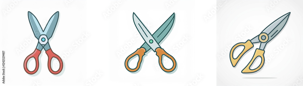Poster three types of scissors are illustrated: small, standard, and pruning shears. each showcases differe