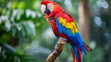 Obraz premium Brightly colored parrot perched on a branch