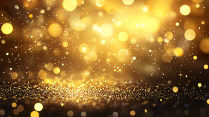 An abstract background features golden glitter and bokeh lights, perfect for celebrations or award ceremonies.