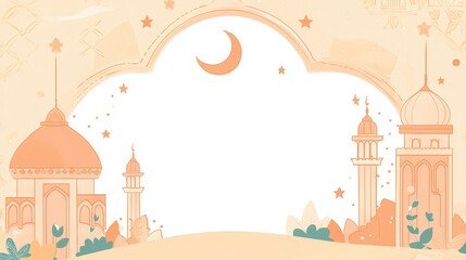 Fototapeta premium orange color. islamic background. flat art illustration