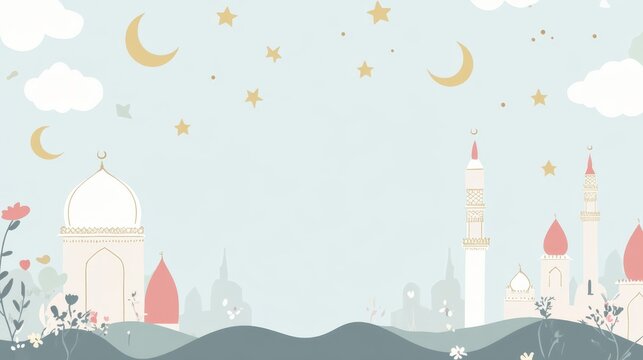 silver color. islamic background. flat art illustration