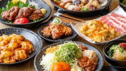 Fototapeta premium おかずがたくさんの食卓