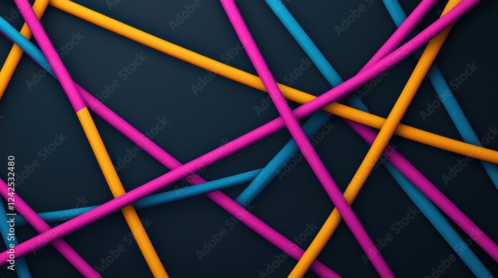 Aufkleber abstract network pattern illustration featuring an abstract network of bright, geometric lines and s
