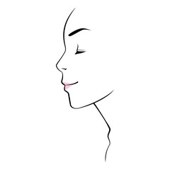 目を閉じた女性の横顔