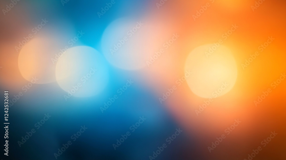 Poster an abstract blur of orange and blue gradient creates a warm and tranquil background with soft transi