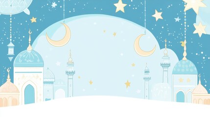 Fototapeta premium blue color. islamic background. flat art illustration