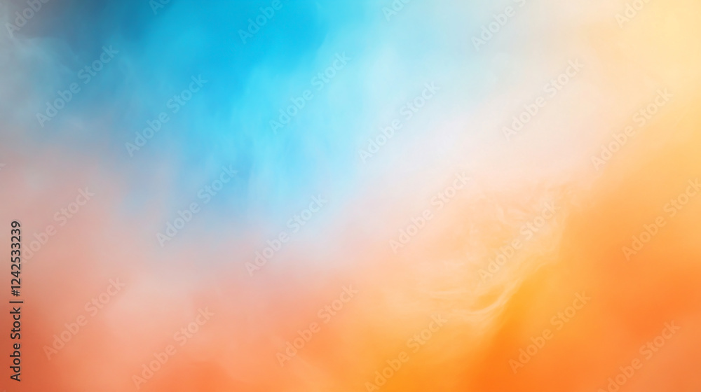 Aufkleber an abstract blur of orange and blue gradient creates a warm and tranquil background with soft transi
