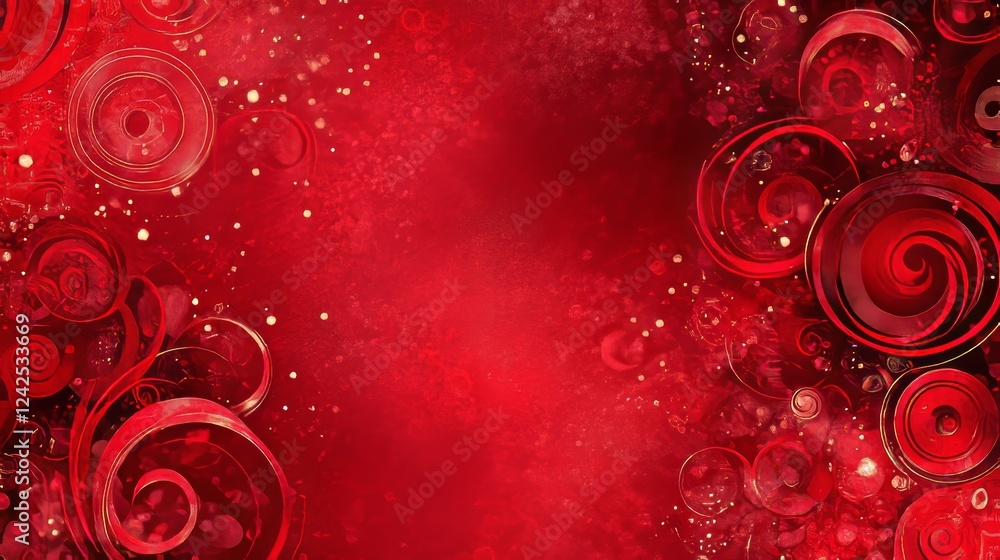 Aufkleber red swirls abstract background design with circles