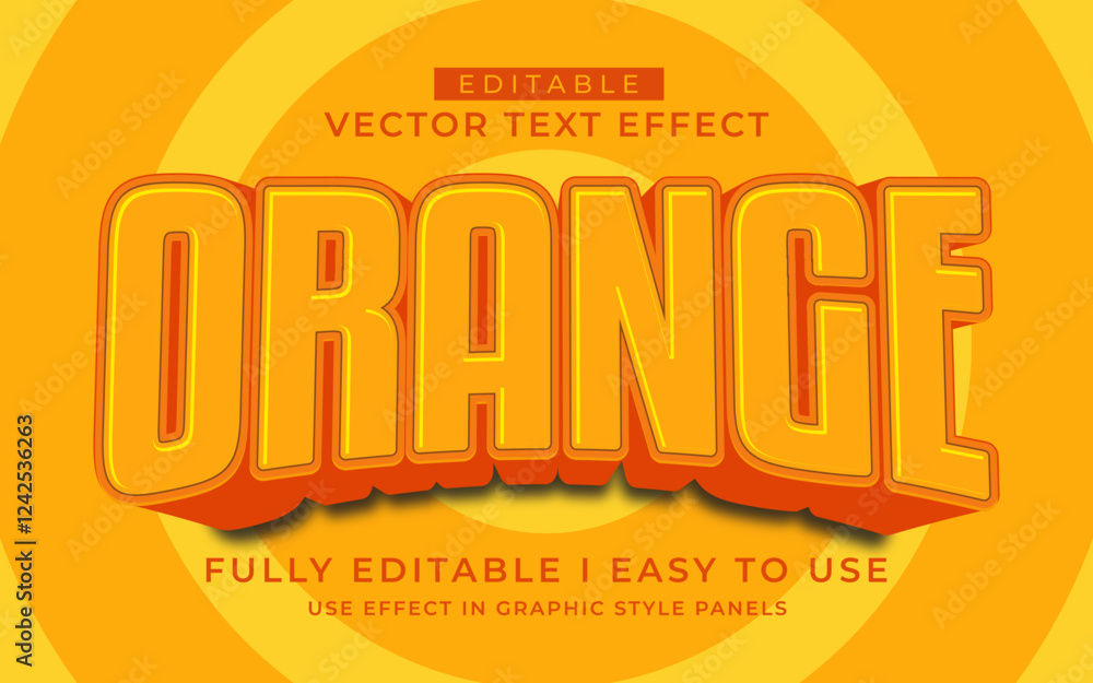 Poster 3d editable orange text effect typography style template