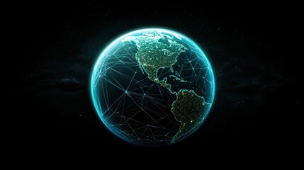 Globe Global Connectivity and Networking Abstract visual of the Earth with interconnected lines, emphasizing the digital connections that span across continents and countries.
