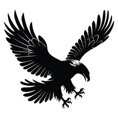 Eagle silhouette vector illustration with a bold and majestic design. Isolated on a white background. Perfect for logos, icons, and graphic projects.