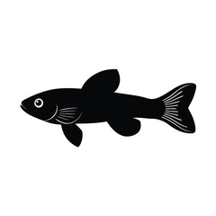 Endler's Livebearer Silhouette Vector Art and Black Color Fish Design
